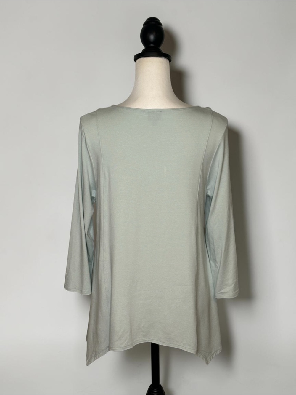 Lisa Bayne Cowl Neck Asymmetrical Top Medium Petite MP 3/4 Sleeve Green - Picture 2 of 7